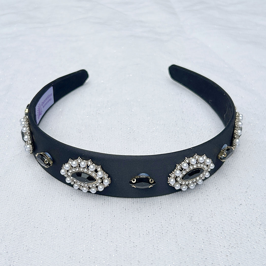 Black Headband with Pearls Black Pearl Headband Alice Band