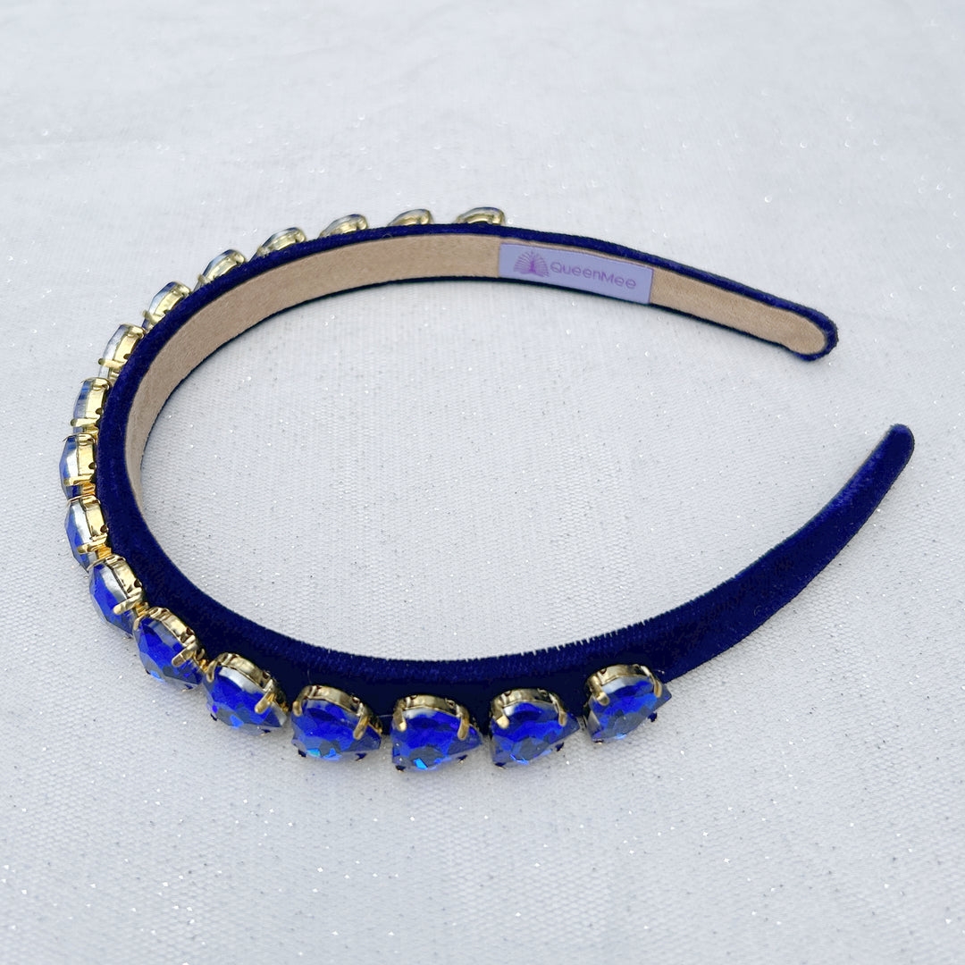 Blue Gem Headband Royal Blue Gem Hearts Navy Hair Band crystal