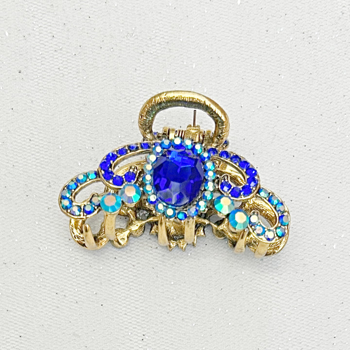 Blue Hair Claw Clip with Gems