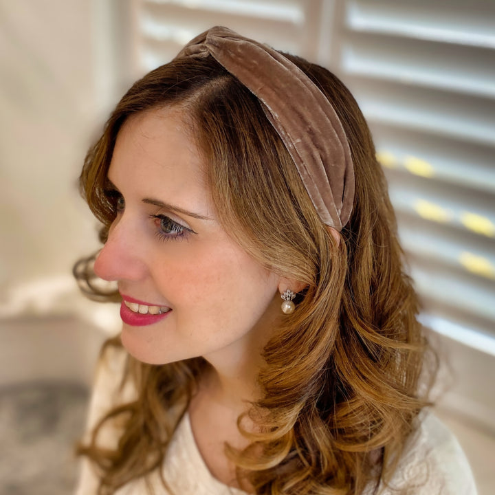 Brown Headband Velvet Headband Knot Hair Band Wedding Guest