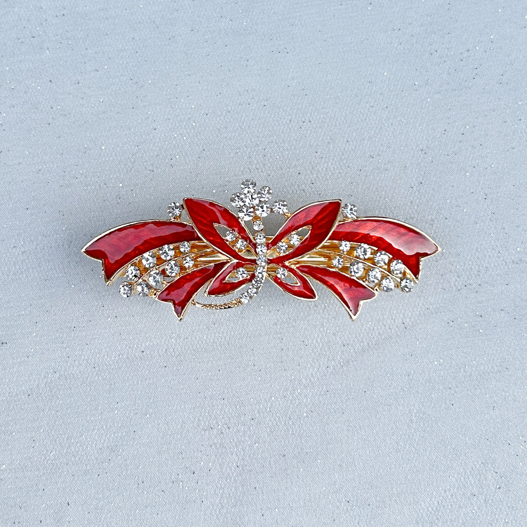 Butterfly Hair Clip Red Enamel