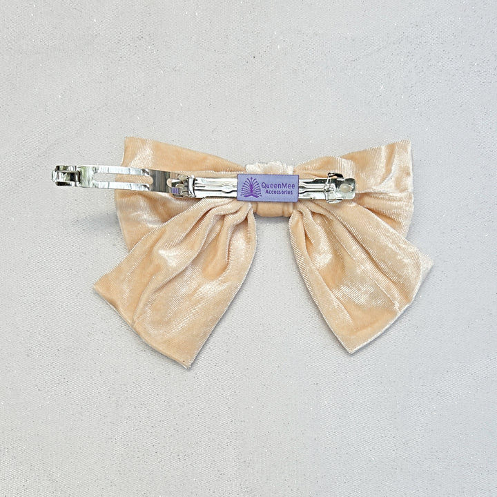 Cream Hair Bow Velvet Bow Hair Clip Barette