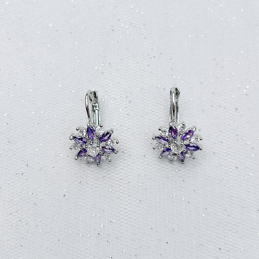 Diamante earrings floral earrings purple wedding