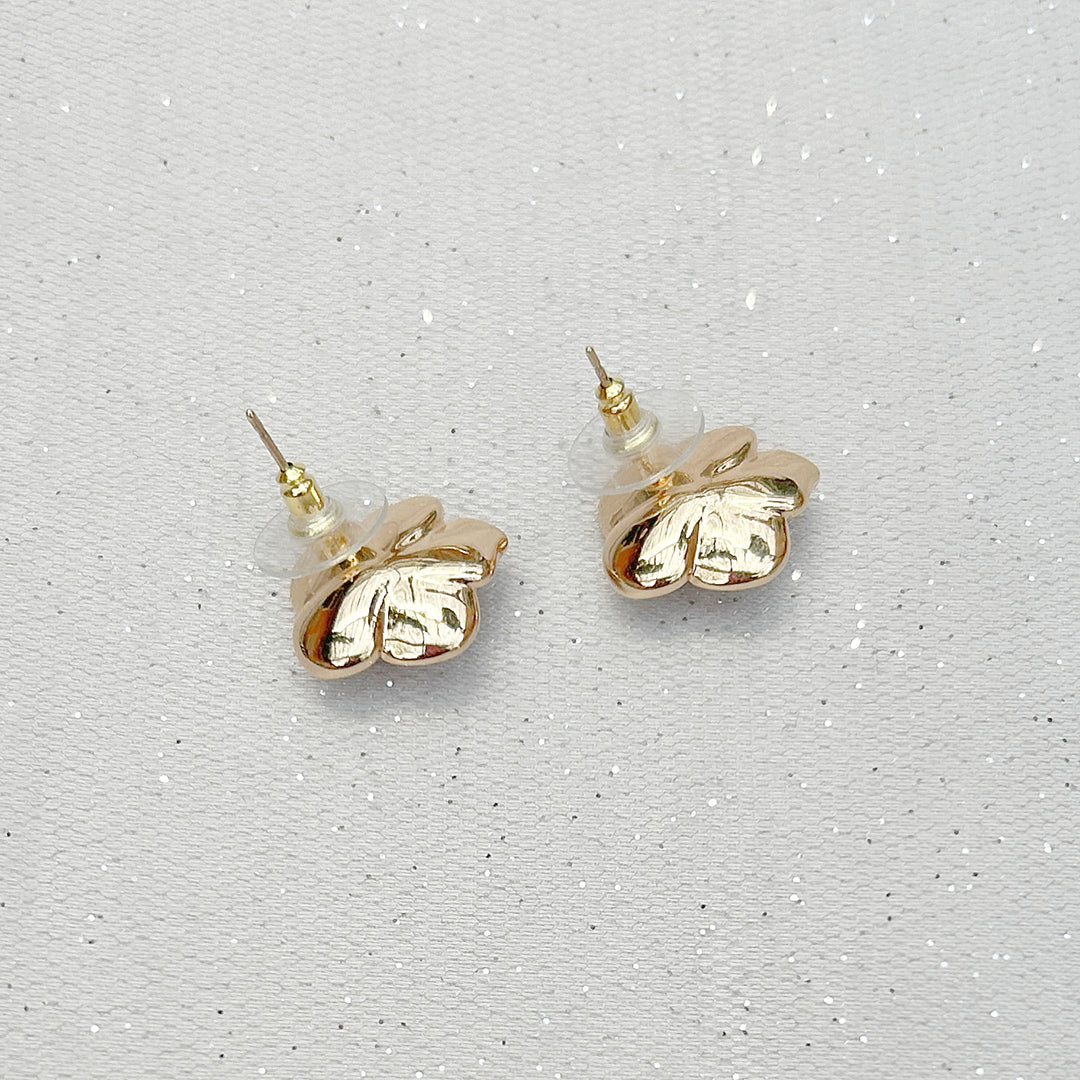 Floral Earrings Large Stud Earrings White Gold Earrings Back