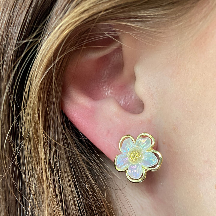 Flower clip on earrings
