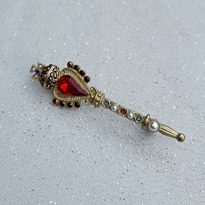 Gold Crown Brooch Lapel Pin in Red Gold Brooch QueenMee