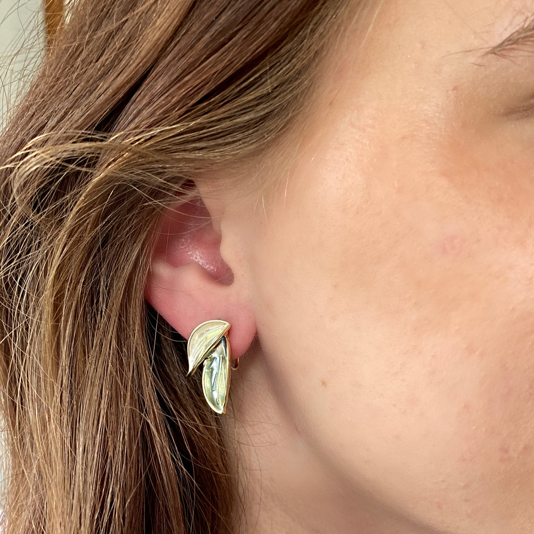 Gold Leaf Clip On Earrings