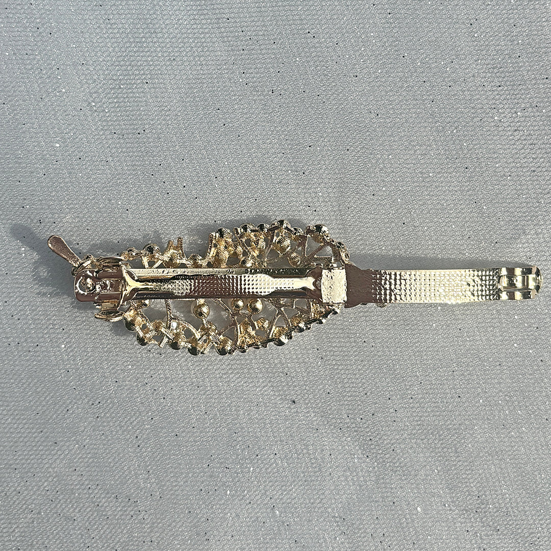 Gold Pearl Hair Clip Small, Elegant Hair Accessory With Pearls And Crystals, Dainty Gold Bridal Hair Clip, Vintage Inspired Pearl Hair Slide, Sparkly Gold Hair Decoration
