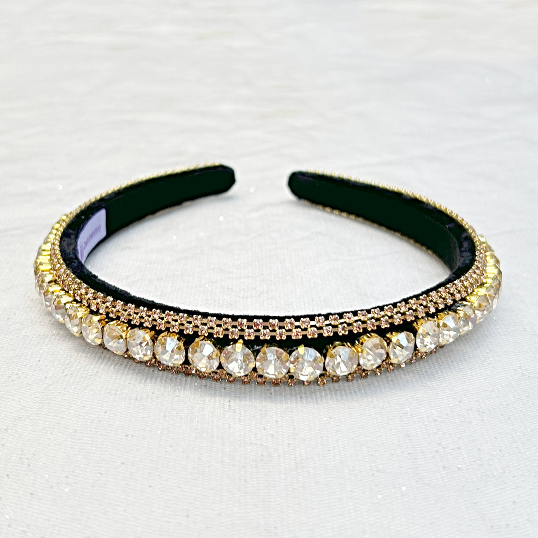 Gold Sparkly Headband Slim Hair Band Crystal