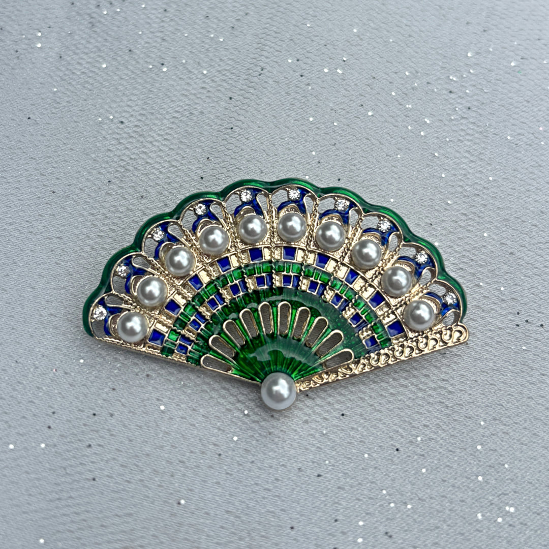 Green Brooch with Pearls