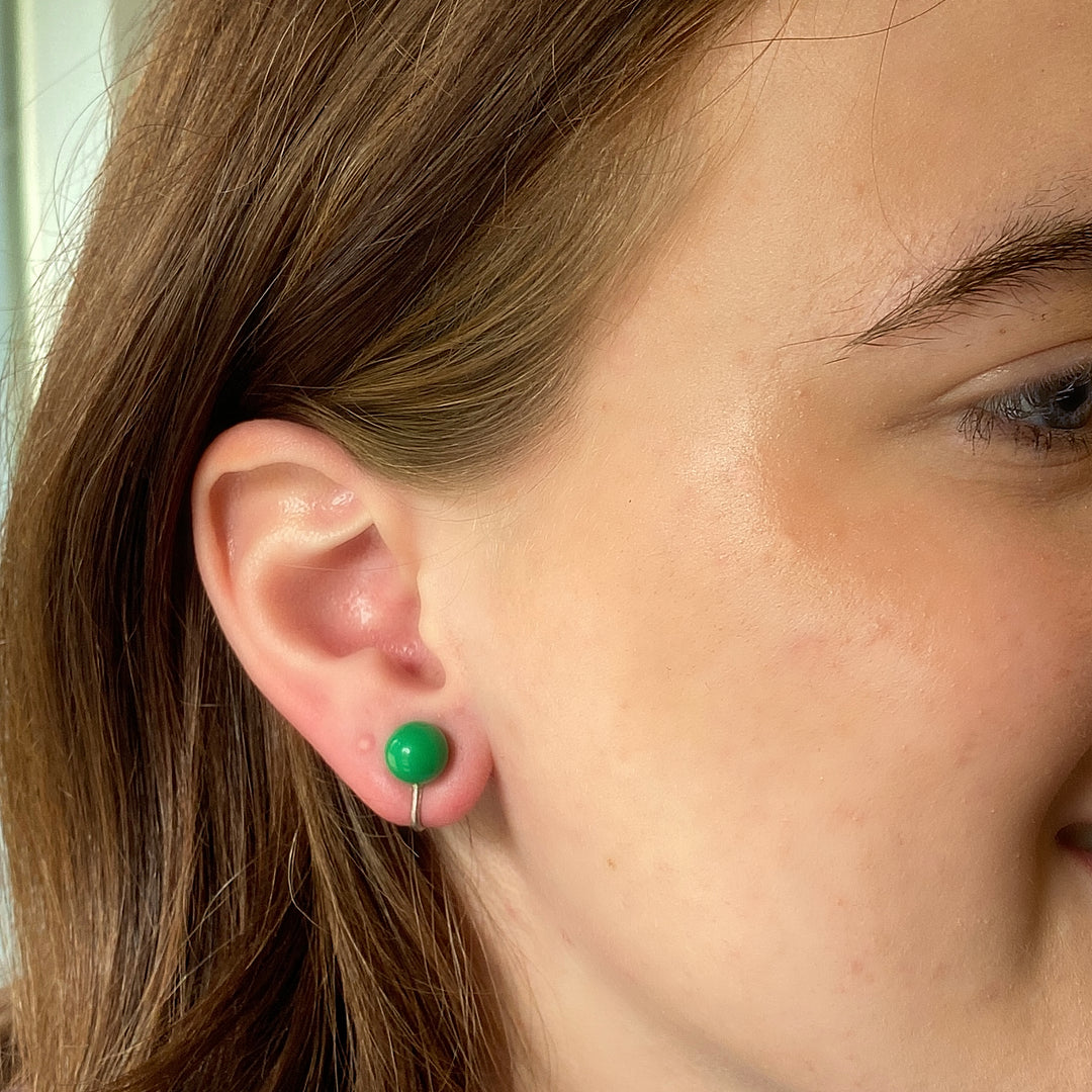 Green Clip On Earrings Small