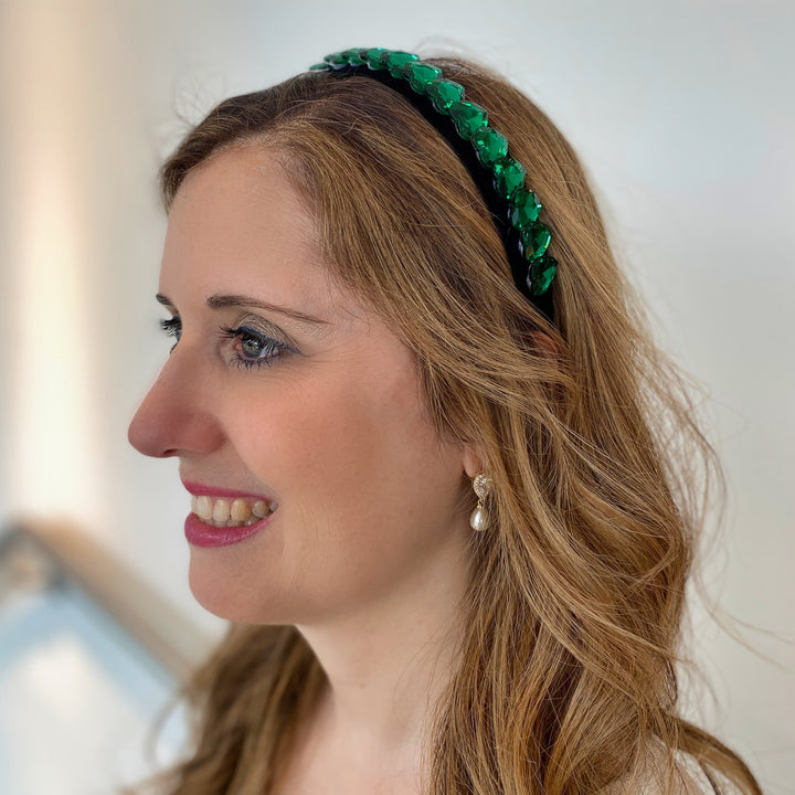 Green Gem Headband Green Hair Band Slim Hair Down