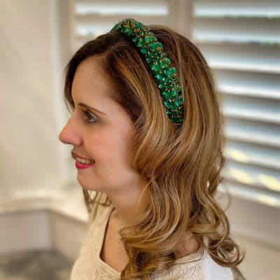 Green Jewelled Headpiece Crystal Headband Wedding Guest