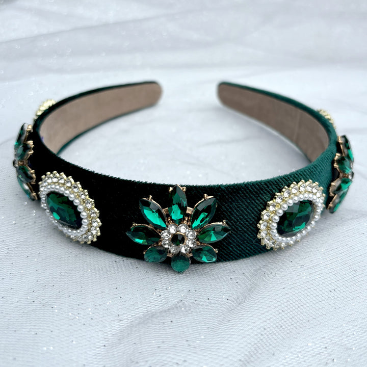 Green Pearl Headband Velvet Hair Band