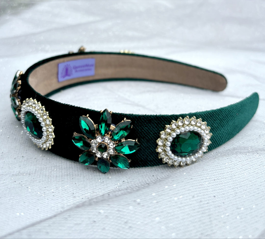 Green Pearl Headband Velvet Hair Band