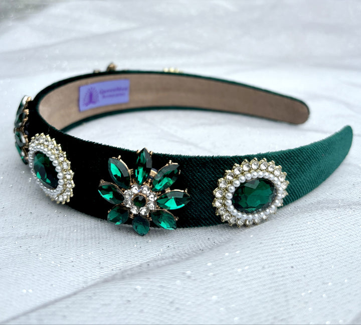 Green Pearl Headband Velvet Hair Band