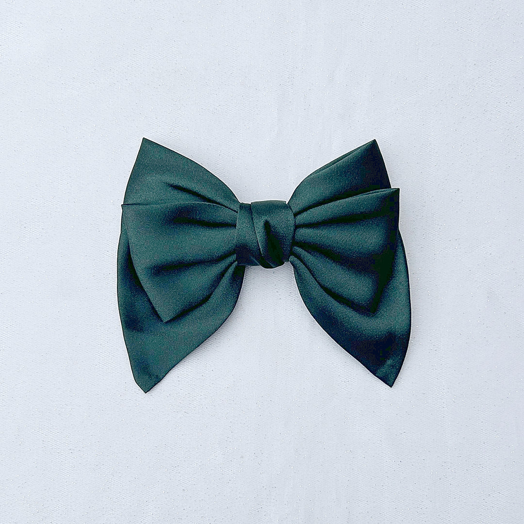 Green Satin Hair Bow Green Hair Clip