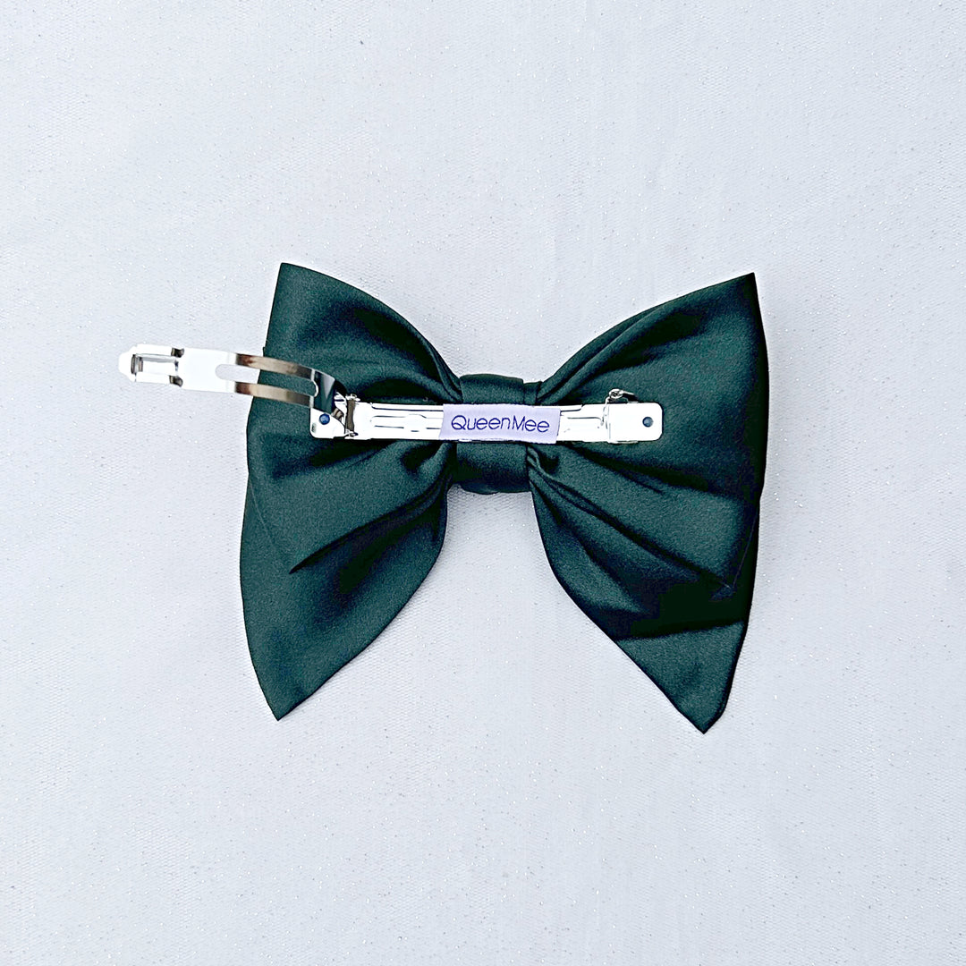 Green Satin Hair Bow Hair Clip