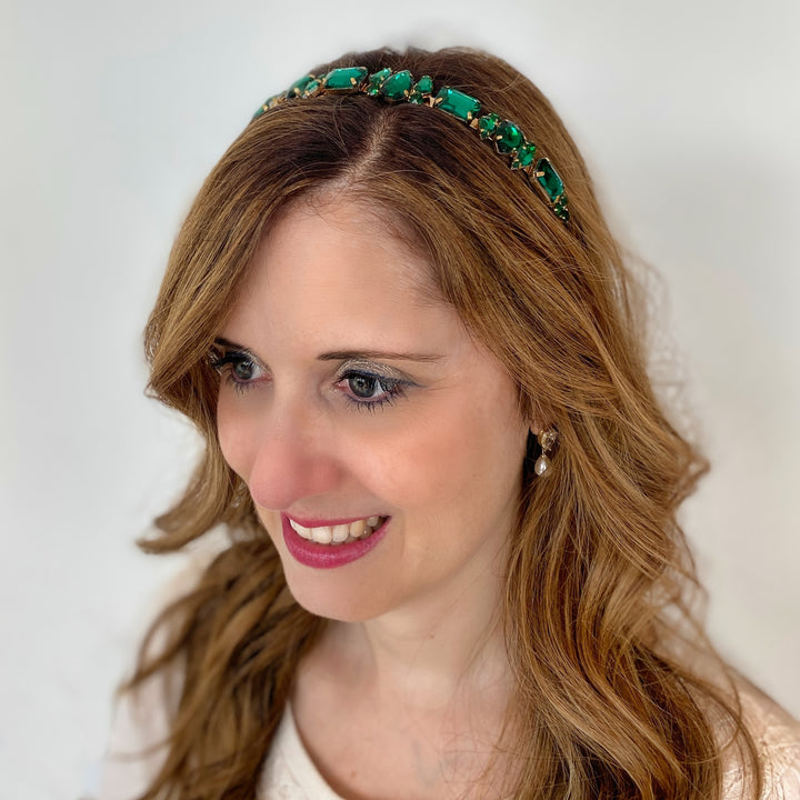 Green Sparkly Headband Wedding Guest Hair Band Hair Down