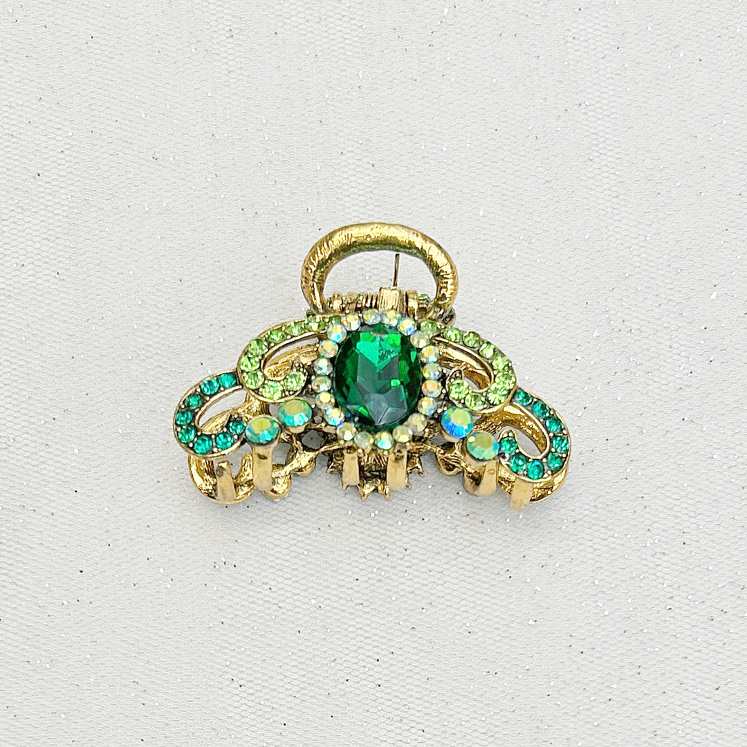 Green Hair Claw Clip with Gems