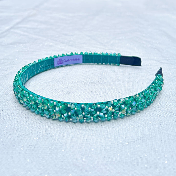 Green Headband Thin Headband Sparkly Bead