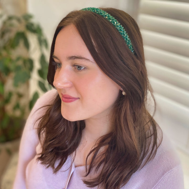 Green Headband Thin Headband Sparkly Wedding Guest