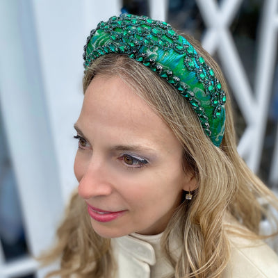 Green Headpiece Wedding Headband Races Headpiece Crystal wedding guest