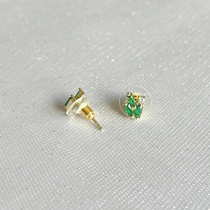 Green Stud Earrings Gold Earrrings
