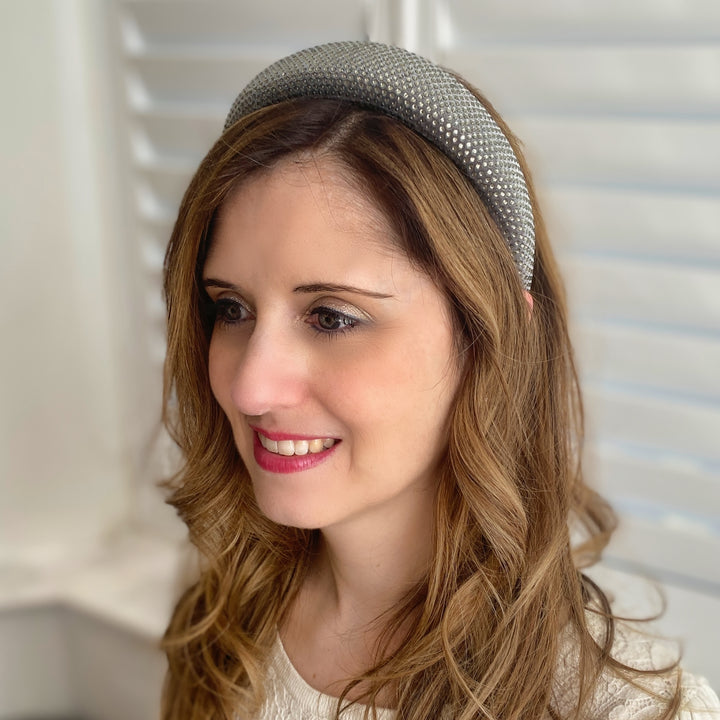 Grey sparkly hair band padded headband