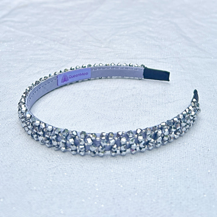 Grey Headband Thin Headband Sparkly Bead