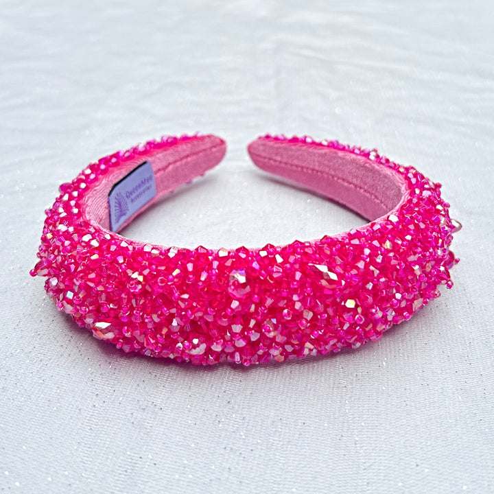 Hot Pink Headband Beaded Hair Band