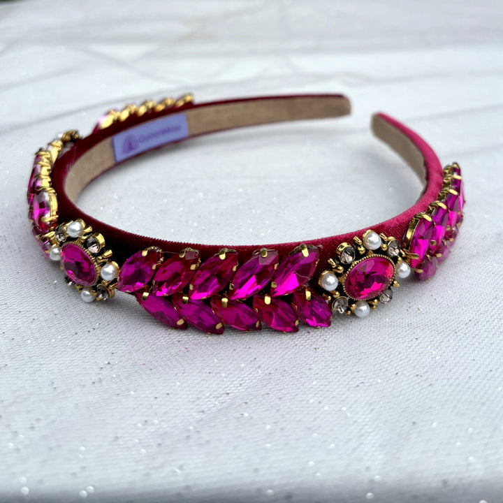 Hot Pink Jewelled Headband 