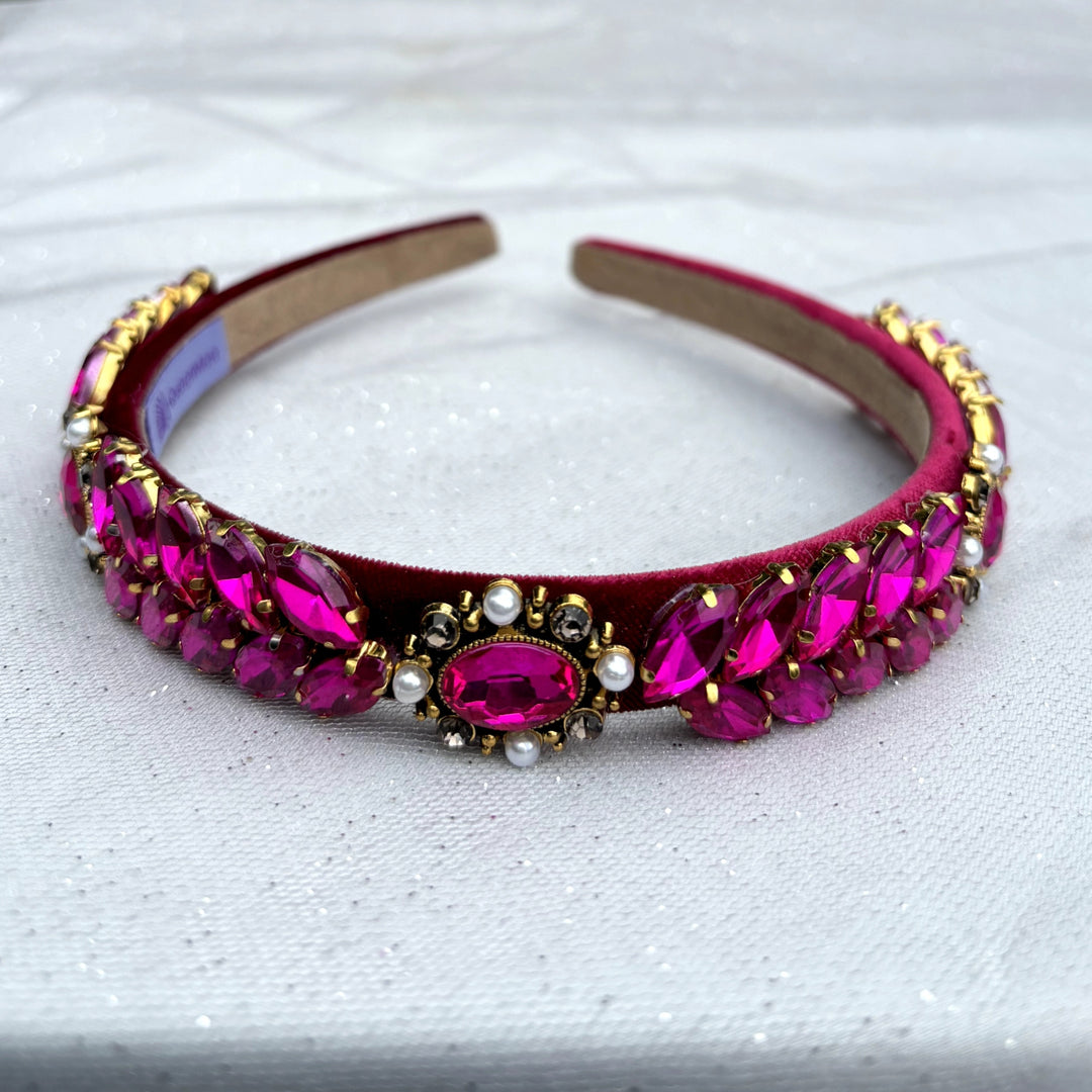 Hot Pink Jewelled Headband 