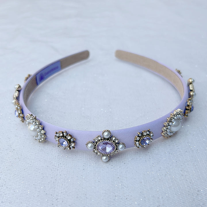 Lilac headband lilac hair band thin hair band with Pearls and Jewels 