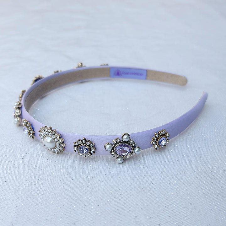 Lilac headband thin hair band with Pearls and Jewels guest