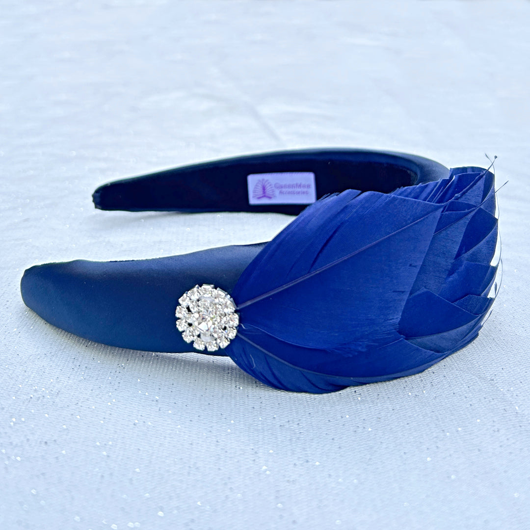 Navy Headpiece Races Headband Feather Fascinator Headband | Navy ...