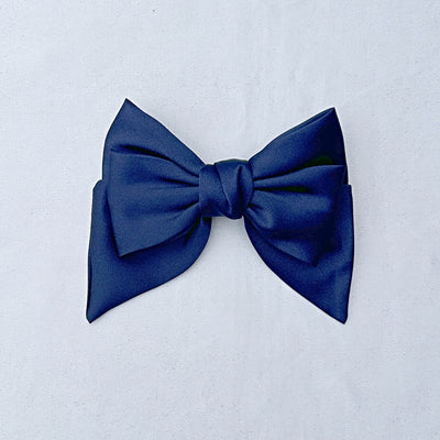 Navy Satin Hair Bow Navy Blue Hair Clip