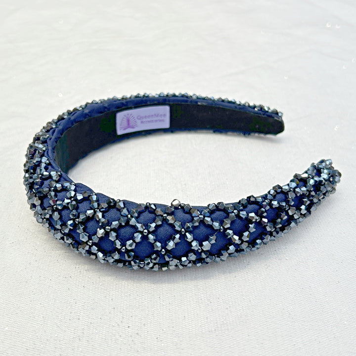 Navy Sparkly Headband Navy Beaded Headband Shimmer