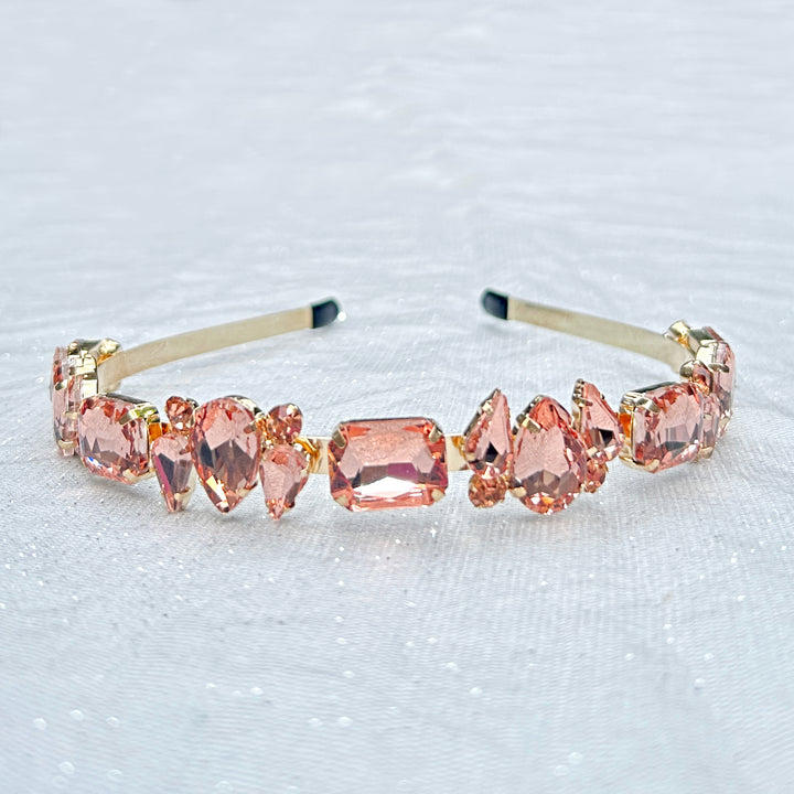 Peach Headband Crystal Hair Band