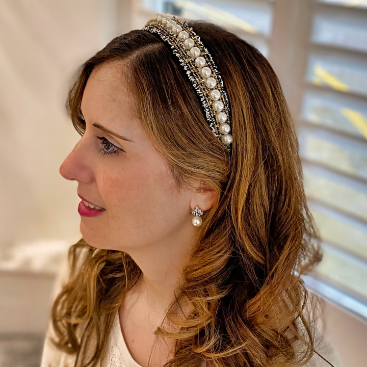 Pear Headband with Boucle Pearl Hair Band Hair Down