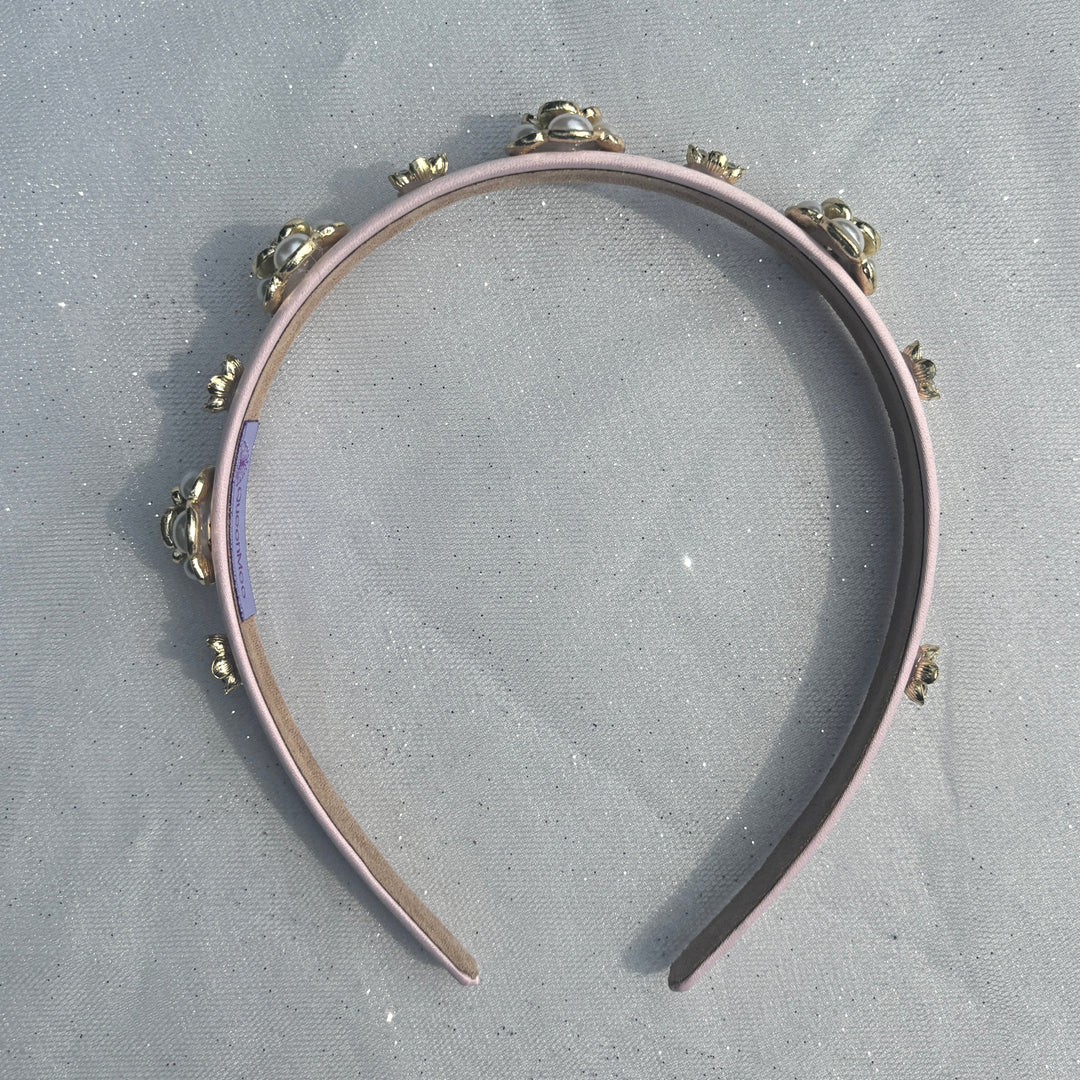 Baby Pink Pearl Flower Thin Headband, Pink Pearl Headband, Pink Flower Headband, Pink Thin Headband,Pink Pearl Headpiece, Pink Bridesmaid Headband