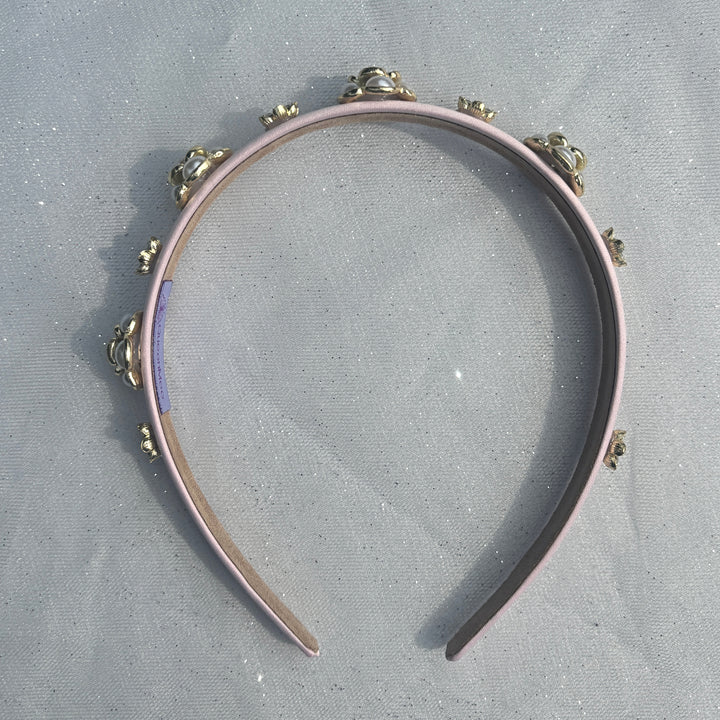 Baby Pink Pearl Flower Thin Headband, Pink Pearl Headband, Pink Flower Headband, Pink Thin Headband,Pink Pearl Headpiece, Pink Bridesmaid Headband