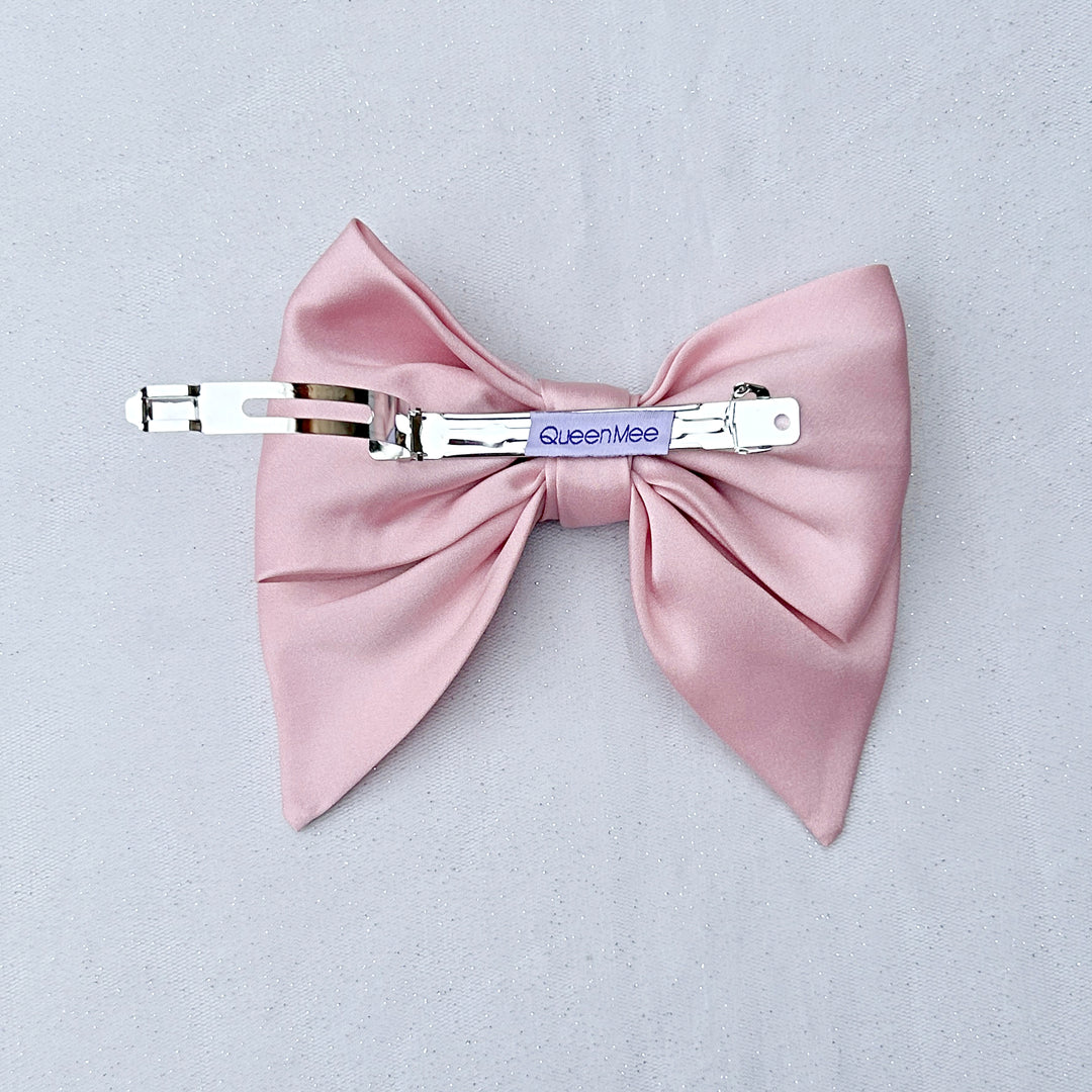 Pink Satin Hair Bow Hair Clip