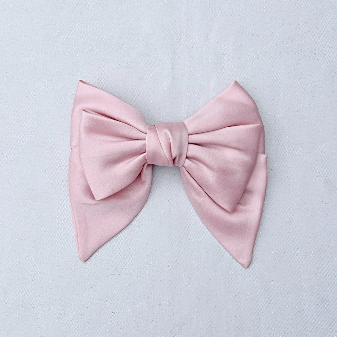 Pink Satin Hair Bow Pink Hair Clip