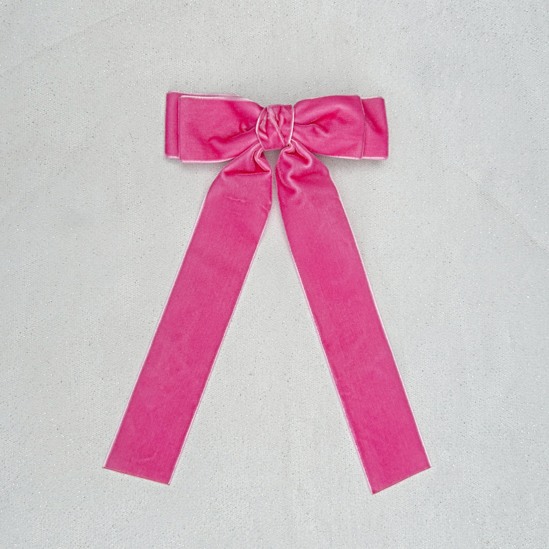 Pink Velvet Hair Bow Hot Pink Hair Clip