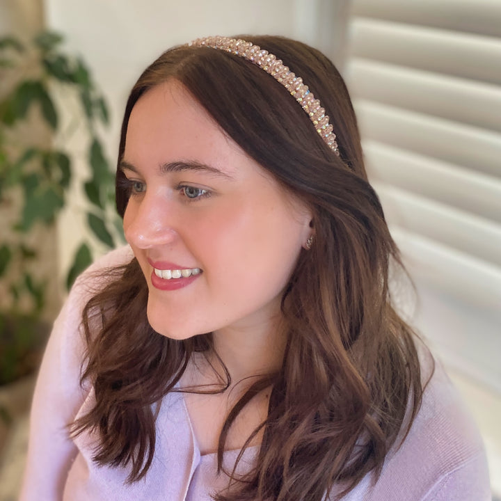 Pink Headband Thin Headband Sparkly Wedding Guest