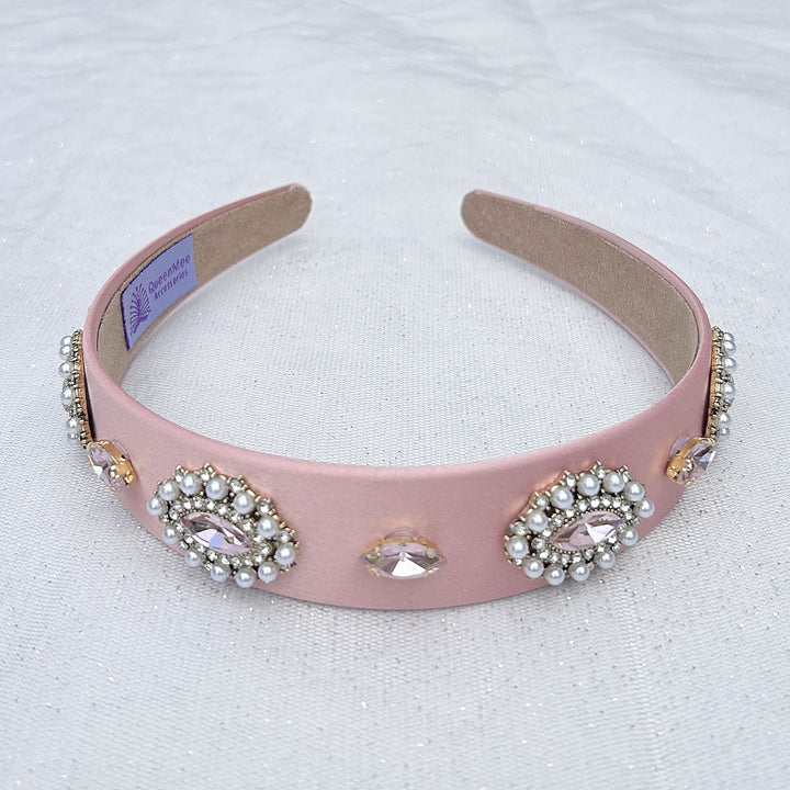 Pink Headband with Pearls Pink Hair Band Jewelled Headband