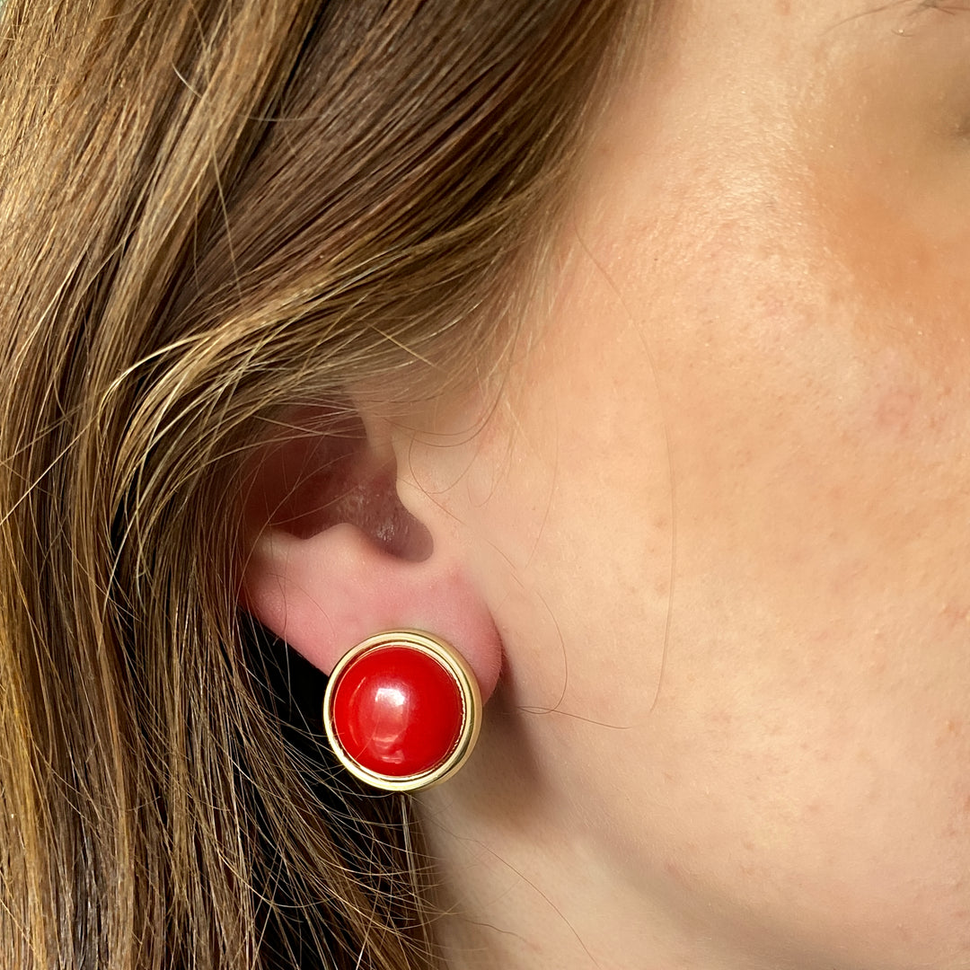 Red Gold Clip On Earrings