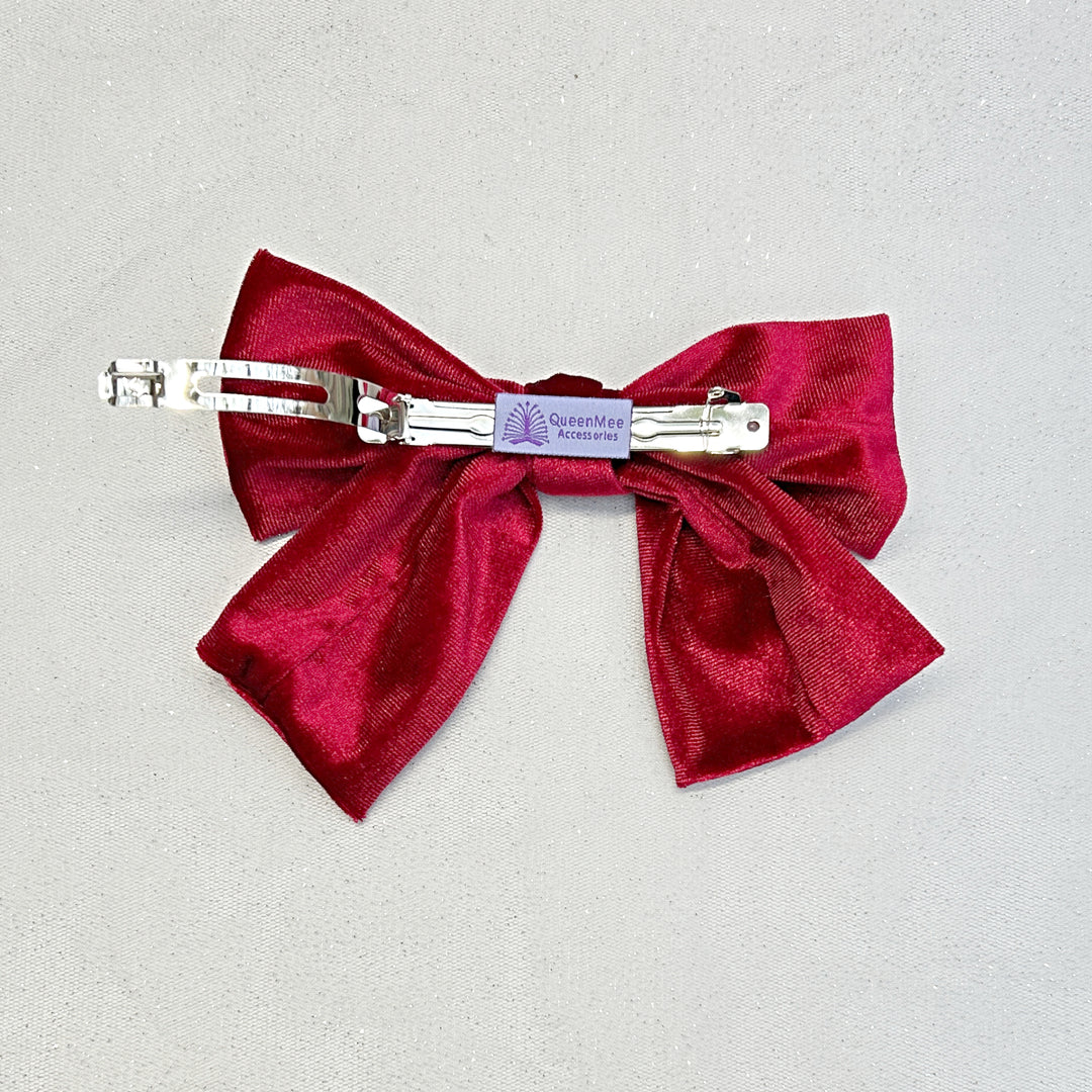 Red Hair Bow Velvet Hair Bow Hair Clip Barrette