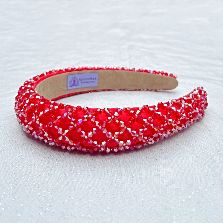 Red Headband Sparkling Headpiece Beaded Shimmer